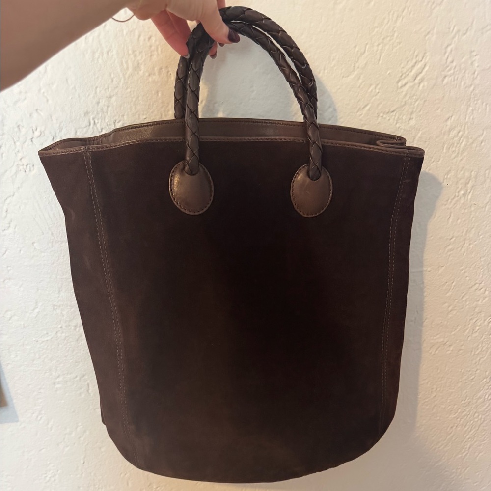 Bottega Veneta Brown Suede Intrecciato Tote